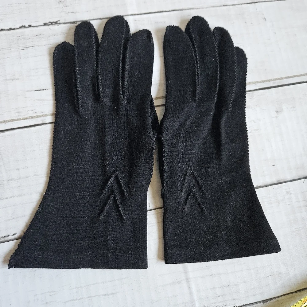 Vintage‎ Hansen Nylon Black Gloves Size 7
